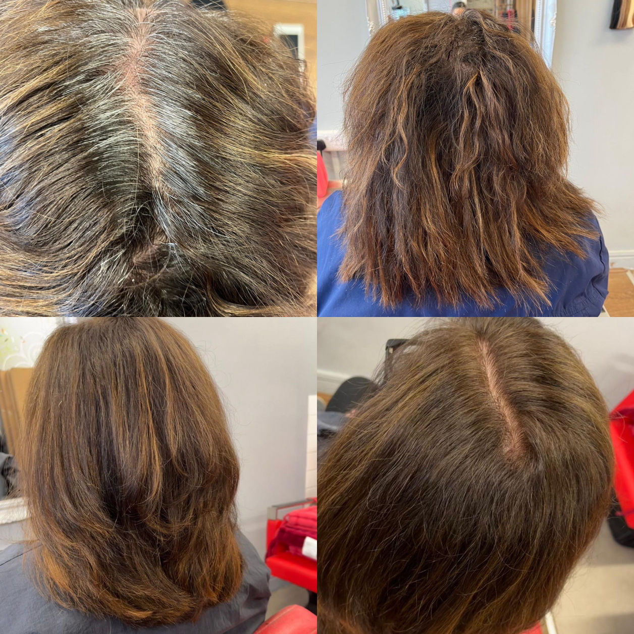 Root tint and frizz removal 