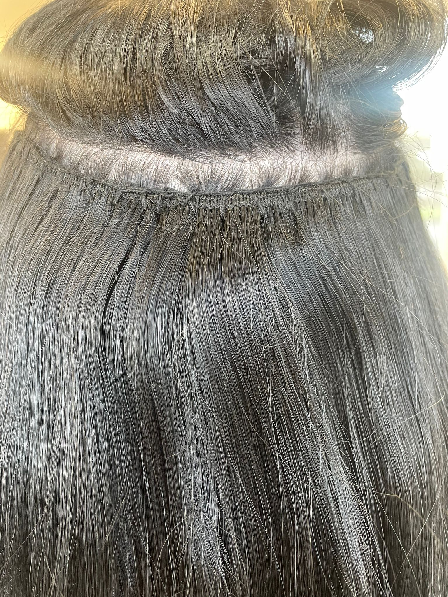 Weave in hair extensions during the process